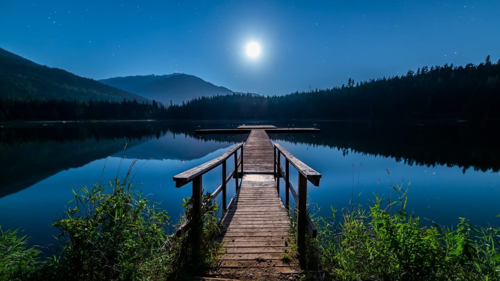 Moon over lake