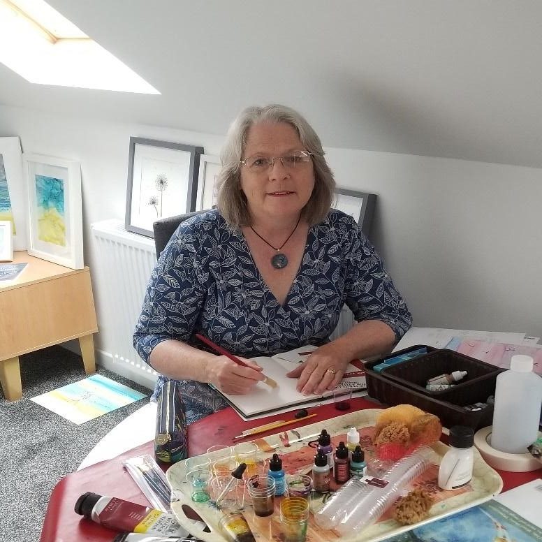 Sue in her studio