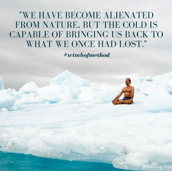 Wim Hof IG post, sitting on snow